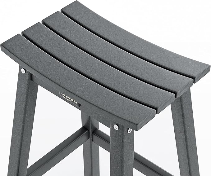 VINGLI 29 Inch Outdoor Bar Stools Set of 4, HDPE Weather Resistant Barstools Heavy Duty Patio Bar Height Chairs for Deck Balcony Kitchen Counter Yard and Poolside (Gray, 29 Inch 4 PC)