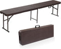 VINGLI 6 feet Plastic Folding Bench,Portable in/Outdoor Picnic Party Camping Dining Seat, Garden Soccer Multipurpose Entertaining Activities, Rattan Patterned HDPE Tabletop, 1 Pack, Brown