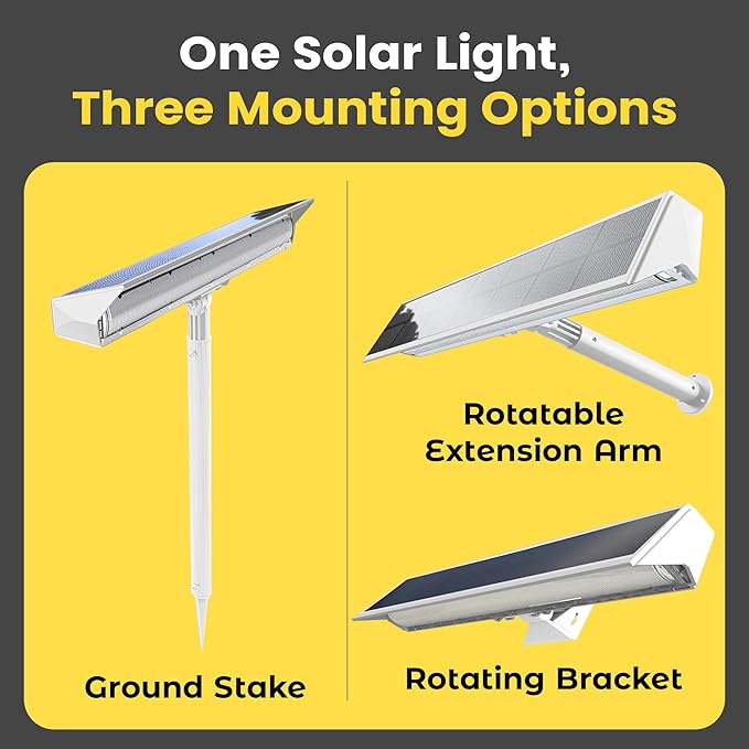 Brighticonic Solar Sign Lights Outdoor White – LED Solar Sign Light for House Numbers & Real Estate Signs – 13" Cool White Floodlight, IP65 Waterproof, Dusk to Dawn Solar Mailbox Light