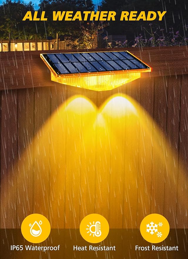 Solar Fence Lights Outdoor - 3000K/4000K/6000K 3 Color Modes, IP65 Waterproof Fence Lights Solar Powered Outdoor, Solar Powered Wall Light for Outside Porch Step Wall Stair Patio Yard (12 Pack)