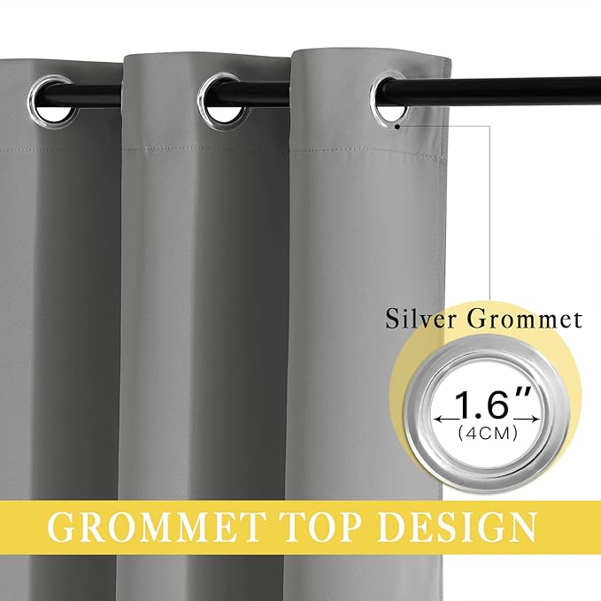 NICETOWN Extra Wide Sliding Door Curtains, Thermal Insulated Blackout Patio Curtain for Sliding Glass/French Door (Silver Grey, W80 x L84)