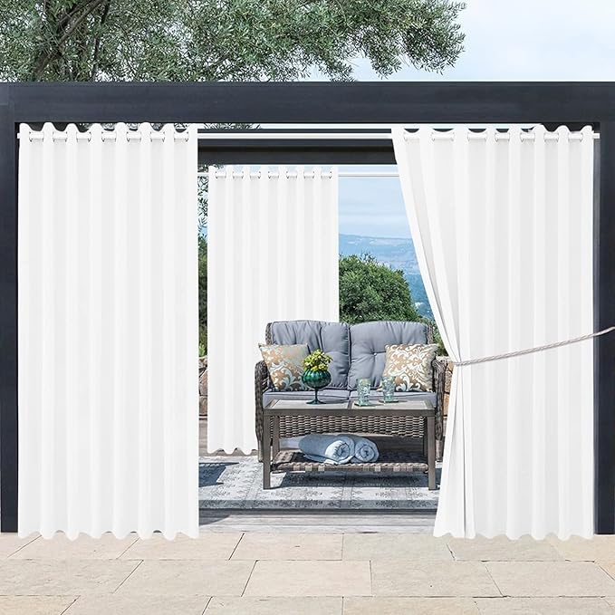 Waterproof Outdoor Curtain W105 x L84 - Grommet Top Sunlight Blocking Window Treatment Drapes Blackout Curtains for Home Bedroom Living Room Outdoor Patio Porch Pergola Cabana Gazebo (2 Panels)