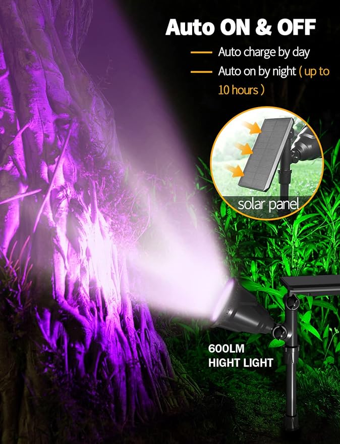 Solar Outdoor Lights, 9 Modes Color Changing 18 LED Halloween Solar Spot Lights Outdoor Waterproof Spotlight Landscape Light Solar Powered for Garden Yard Tree Flag Patio Christmas(2 Pack)