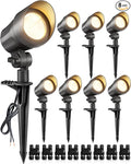 SUNVIE 6W LED Landscape Lights Low Voltage Landscape Lighting with Connectors Warm White Landscape Spotlights Outdoor 12-24V Waterproof Yard Garden Lights Wired Tree Wall Landscape Spotlights, 8 Pack