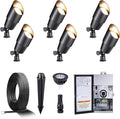 Gardenreet Black Brass Low Voltage Landscape Spotlights(6-Pack) Kit 12V LED with Low Voltage Transformer 150W & Mechanical Timer & 100FT Wire & 30Pack Connectors for Outdoor House Garden Patio