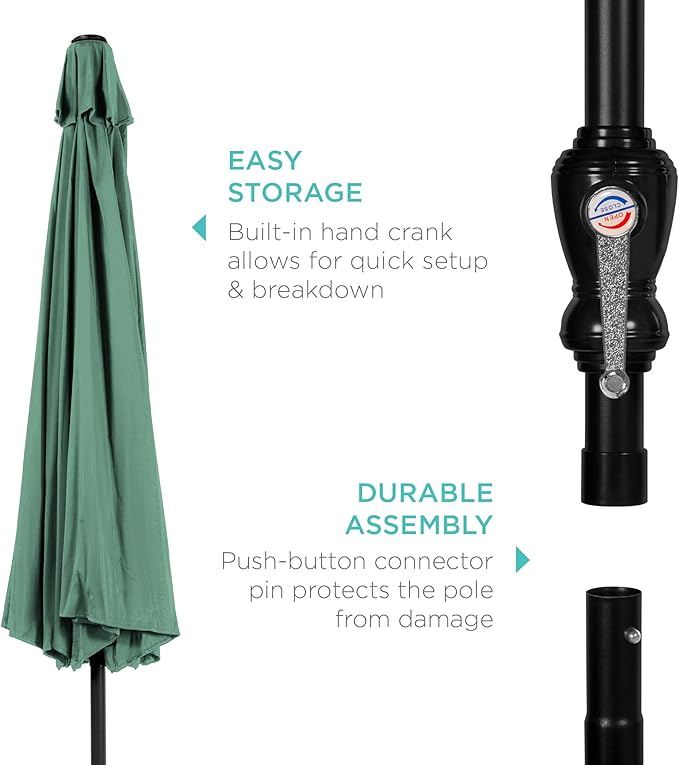 Best Choice Products 10ft Outdoor Table Compatible Steel Polyester Market Patio Umbrella w/Crank and Easy Push Button Tilt