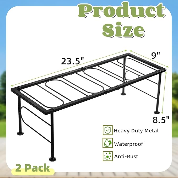 2 Pack Metal Plant Stand Indoor Outdoor, 1 Tier Heavy Duty Flower Pot Stands, Space-Saving Ladder Planter Holder, Decorative Flower Display Rack for Patio Living Room Garden Corner Balcony