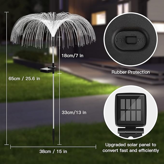 Vosaro Solar Flower Lights Outdoor Garden Decorations Waterproof, Solar Yard Lights Decorative, 7 Color Changing Stake Light for Pathway Patio Lawn Party Wedding Decor, 3 PCS