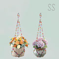 17''，2 Pack Macrame Plant Hanger, Handmade Glass Bead Plant Hanger Colorful Decorative Bohemian Hanging Planter Holder for Indoor and Outdoor Home Garden Decor. Includes Two Hooks.