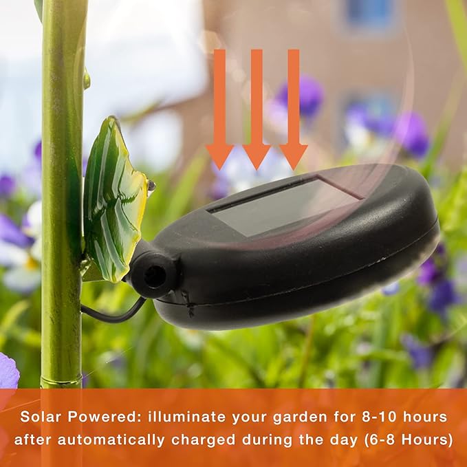 Crosslight Glass Flower Solar LED Waterproof Outdoor Garden Stake - Decorative Electronic Light Garden Decor for Yard, Lawn, Patio, Deck, Pathway, Pond, Backyard (Purple)
