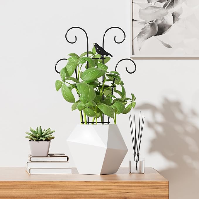 Indoor Plant Trellis for Climbing Plants, Stackable Garden Trellis for Potted Plants, Small House Plant Trellis for Vine Ivy Flower Plant Support Outdoor DIY Metal Trellis 3 Pack, Bird Design