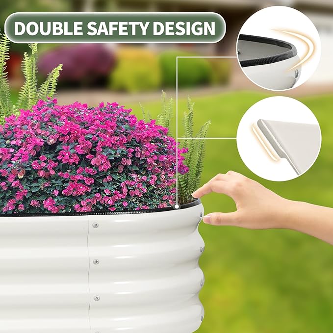 1MORE Galvanized Raised Garden Bed- Planter Garden Boxes Outdoor, Raised Beds for Gardening, 6x2x1ft Metal Garden Bed Kit for Vegetables Flower, Planter Raised Beds with Tools.White