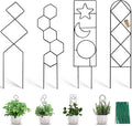 Coomin Small Plant Trellis for Potted Plants, 15in Plant Trellis Indoor, Mini Trellis for Climbing Plants for Hoya Pothos with Ties, Black