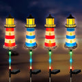 4 Pack Lighthouse Solar Lights,7 Light Color Changes,IP65 Waterproof Solar Pathway Lights for Garden,Lawn,Outdoor Lighthouse Decor