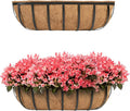 hehimhis 2 Pack 24 Inch Window Planter Box with Adjustable Bracket and Coco Liner for Porch, Balcony Planters Railing Hanging,Fence, Patio Hanging Planters for Garden Outdoor