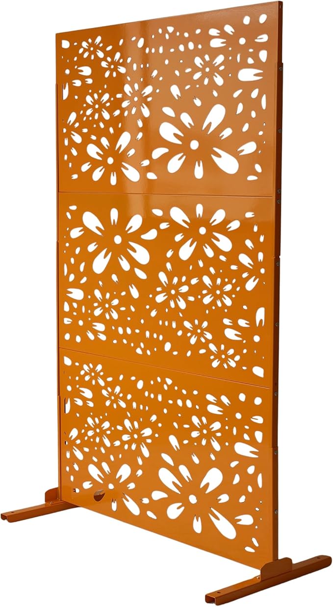Oakland Living 6 ft. X 4 ft. Orange Freestanding Metal Privacy Screen Room Divider