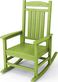 KINGYES HDPE Rocking Chairs Outdoor, Patio Rocking Chairs with 330lbs Support, Smooth Porch Rocker for Deck Lawn Yard, Pistachio Green