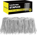 HongWay 500 Pack 4 Inch Landscape Staples, Garden Staples 12 Gauge Galvanized Ground Stakes Lawn Yard Staples SOD U-Shaped Pins for Gardening Irrigation Tubing Landscaping Fabric
