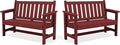 SERWALL Outdoor Bench, HDPE Outdoor Benches Weatherproof, 2-Person Garden Bench with 660 lbs Weight Capacity, Patio Benches for Outdoors, Garden, Porch, Backyard and Park, Red, 2 Pack