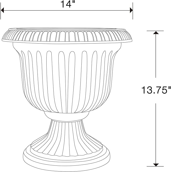 Southern Patio 2 Pack Utopian Urn Planter, Large 14 Inch Outdoor Pot, Lightweight Garden, Entryway, or Walkway Accessory with UV-Coated Finish, Stone