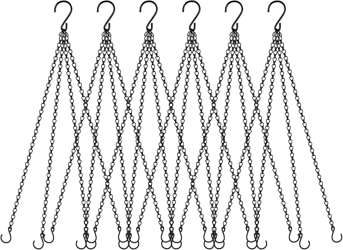 garini 6 Pack, 23 Inch Hanging Baskets Chain,Black Hanging Chains with Hooks Flower Pot Chain Replacement Plant Hangers for Planters, Bird Feeders and Lanterns