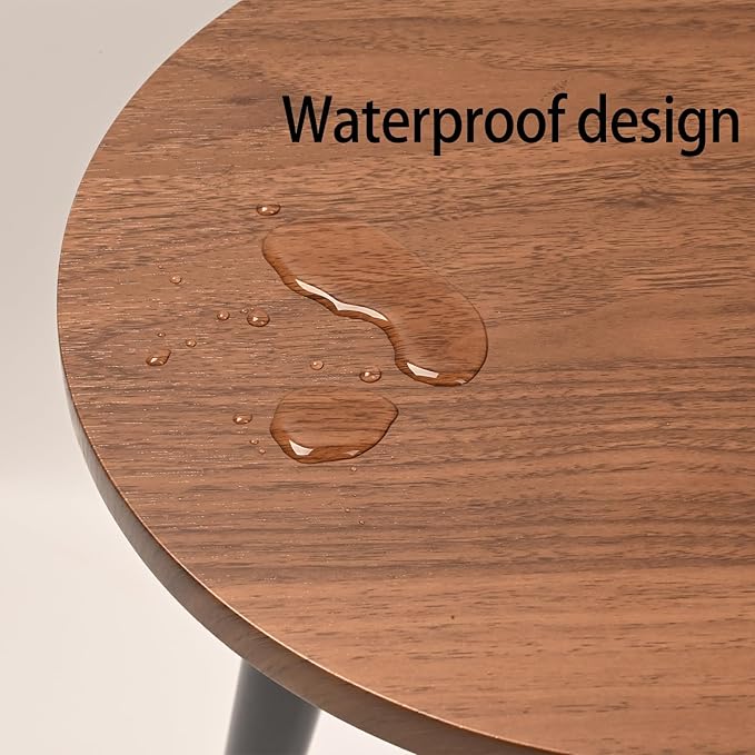 Indoor Plant Stand,Wood Mid Century Plant Table in Walnut Finish,Tall Plant Stand for Flower Pot,Modern Round Small Side End Table(Walnut (no Raised), 12"x10.8" 2 Pack)
