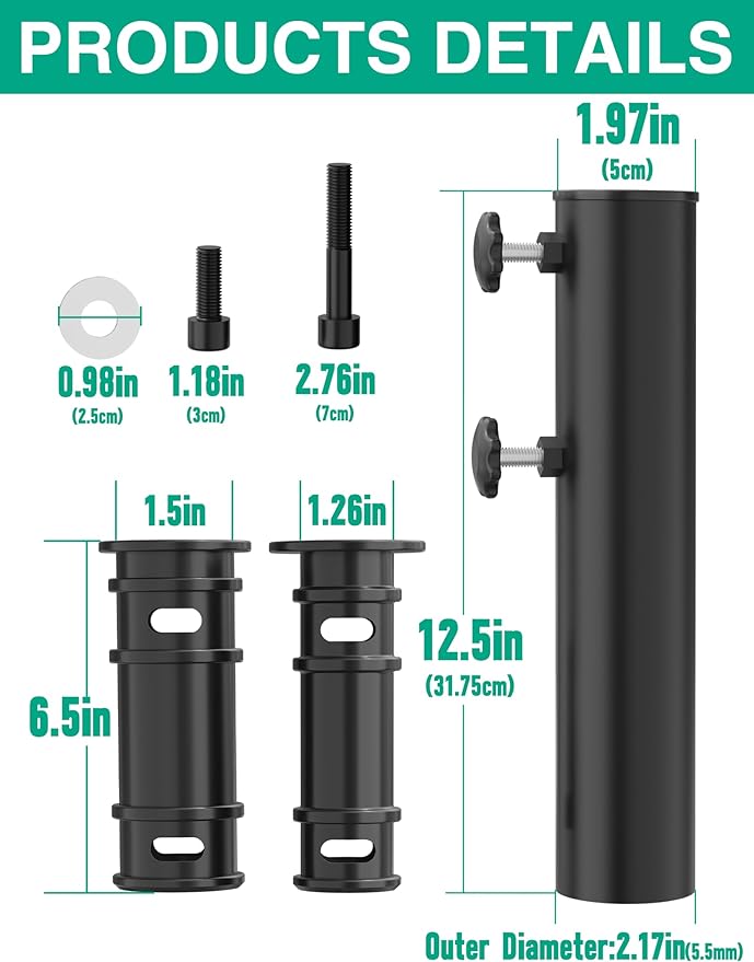 QZER Umbrella Pole Mount Stand Tube, Universal Umbrella Stainless Steel Tube Base Replacement Parts,Heavy Duty Umbrella Base Stake Holder,Umbrella Base Holder Tube Bracket for Garden Backyard Balcony