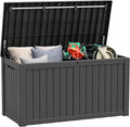 Outdoor Storage Box, Resin Deck Boxes Indoor and outdoor, Waterproof Storage Box Lockable Lid (Black, 160 Gallon)