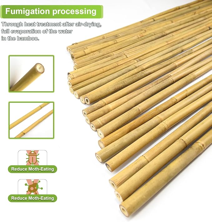10pcs 1" D Thicker Heavy Duty Bamboo Stakes, 8FT Plant Stakes, Natural Garden Stakes for Tomato, Bean, Flowers,Trees Potted and Climbing Plant Support