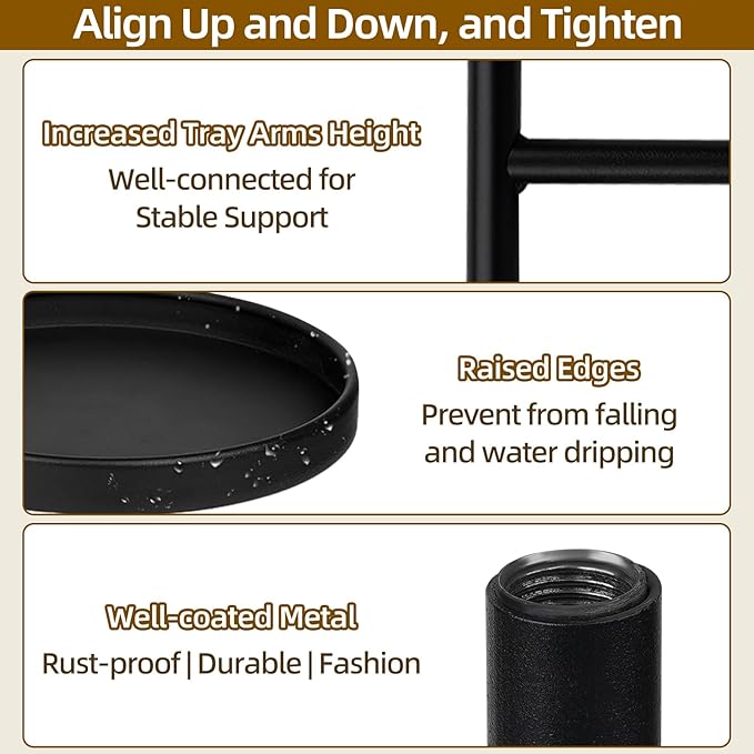 Rotating Window Plant Shelves with Adjustable Knobs, 4 Tiers Metal Wall Shelf for Plants Indoor, Sturdy Hanging Plant Holder, Window Wall Decor & Gardening Gifts (Black)