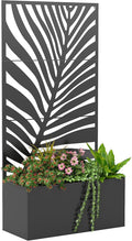 Outsunny Metal Planter Box with Trellis, 71" Tall Raised Garden Bed with Trellis Privacy Screen for Climbing Plants, Large Leaf Cut-Out Privacy Planter for Garden, Patio, Balcony