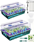 2PCS 120 Cell Self-Watering Seed Starter Tray Kit with Grow Light Humidity Dome,120-Cell Large Plant Seedling Tray, 3 Color Growing Light, Seed Starting Trays for Plant Germination（2PCS, 120 Cell）
