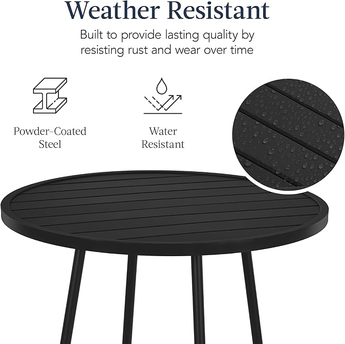 Best Choice Products 3-Piece Patio Dining Set, Bar Height, Outdoor Bistro Set, Outdoor Round Bar Table w/ 2 Bar Stools, Steel - Black