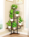 Corner Plant Stand Indoor - 6 Tiered Indoor Plant Stand Square Metal Plant Shelf, Plant Organizer for Living Room, Graden, Balcony, Home Decor (Brown)