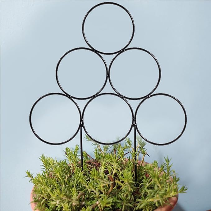Garden Plant Trellis for Indoor Plants, Stackable Metal Trellis Supports for Climbing Plants or Houseplants, 3 Pack, Black,11.8"(W) x 15.4"(H)