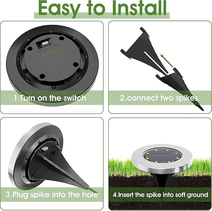 INCX 4.6 inch Solar Lights for Outside, 4 Pack Solar Light Outdoor Waterproof, Garden Lights Landscape Lighting for Lawn Yard Deck Driveway Walkway White