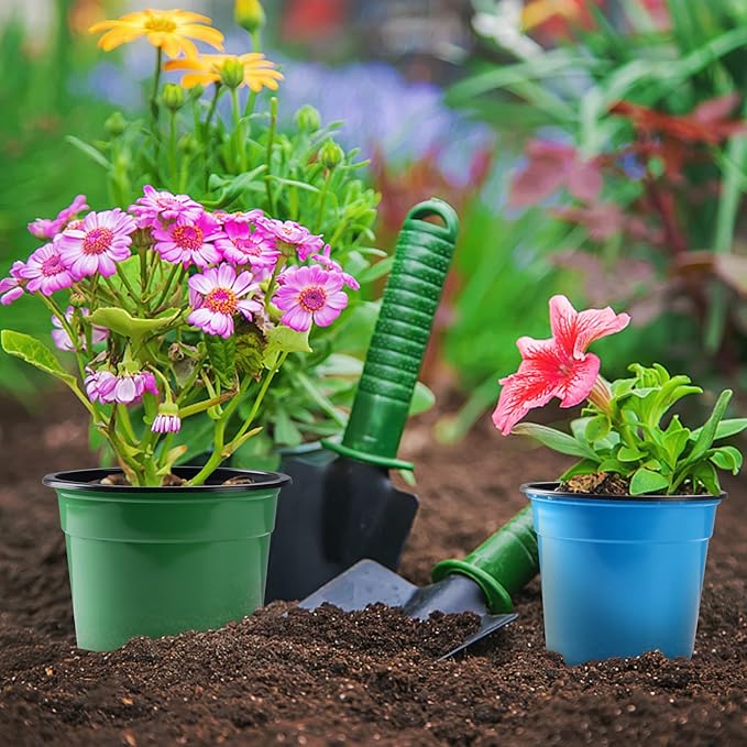 Oubest 30Pack Nursery Pots Plastic for Plants 5 inch Seedling Pots with Drainage Holes Multicolor Flower Seedling Transplanting