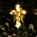 Solar White Dove Cross Garden lamp - Angel Wing Memorial Decoration, Waterproof Cemetery Solar Wooden Stake lamp for Easter, Courtyard, Yard - A Sympathetic Gift for Loved Ones.
