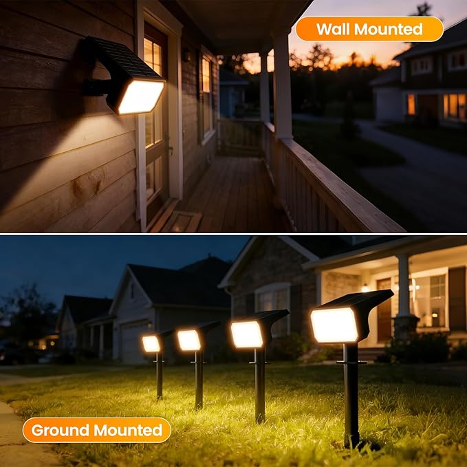 Fabrito Solar Spot Lights Outdoor 4 Pack, [108Leds, 4 Modes] Auto On/Off Spotlights, IP67 Waterproof Landscape Lights for Tree, Yard, Patio, Pool, Pathway, Driveway, Warm White