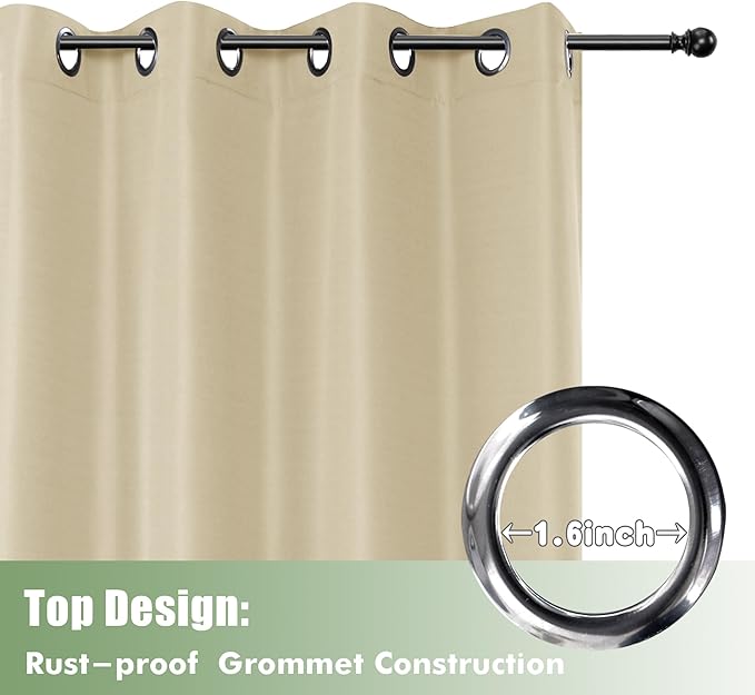 HolidayIdeas Outdoor Curtains for Patio Waterproof, 6 Panels - 54x84 Inches - Weatherproof Privacy Outsides Curtains for Cabana Porch Pergola, Sunlight & UV Blocking (Cream, Grommet Top)