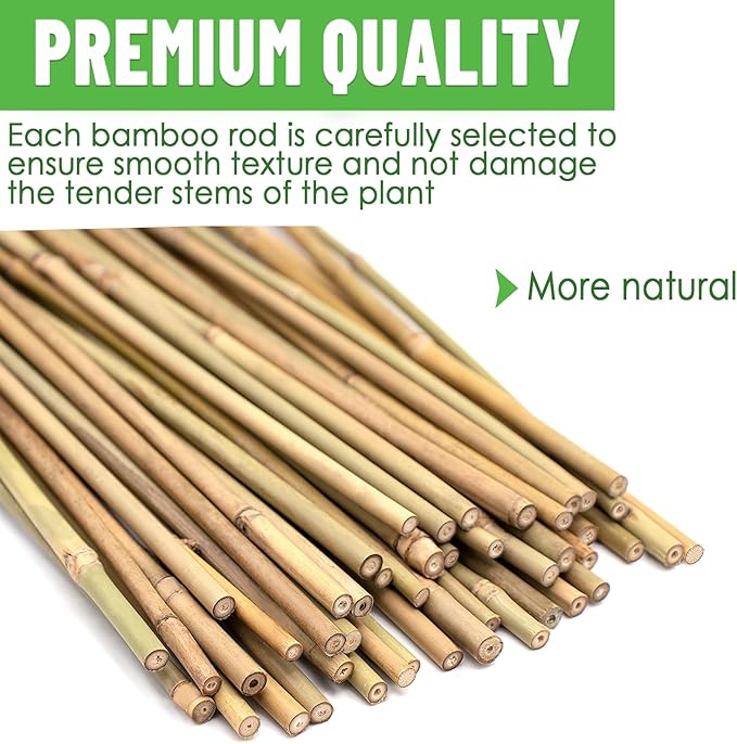 35Pcs Plant Stakes,Premium Natural Bamboo Garden Stakes,Bamboo Sticks Support for Indoor and Outdoor Plants,Tomato,Vegetables Beans,Potted and Climbing Plants