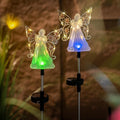 Solar Angels for Cemetery Grave Sympathy Memorial Remembrance Gift Solar Angels for Outside as Yard Decorations Lawn Ornaments Solar Garden Decor, Angel Gifts for Women 2 Pack (Pink Flower)