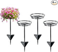 Tellingyou 4 Pack Adjustable Outdoor Flower Pot Stand, Metal Outdoor Plant Stands, Spring Summer Versatile Plant Stand Garden Stake for Display Plants, Elegant Solution for Landscaping Decor (Black)