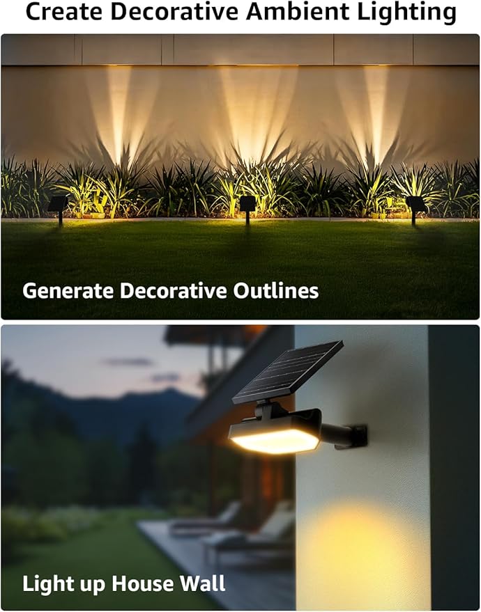 Lepro Solar Decorative Spot Lights 4 Pack, Warm White Accent Lights for Garden Ambiance, IP65 Waterproof Adjustable Landscape Lighting to Highlight Statues, Plants, Pathways & Yard Decor