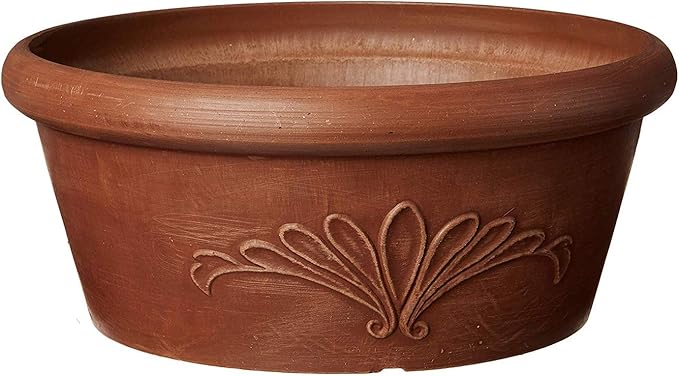 Arcadia Garden Products PSW TA20TC Plastic/Stone/Wood Composite Bulb Pan – No Drainage Hole (Drillable), 8"x3", Terra Cotta Color