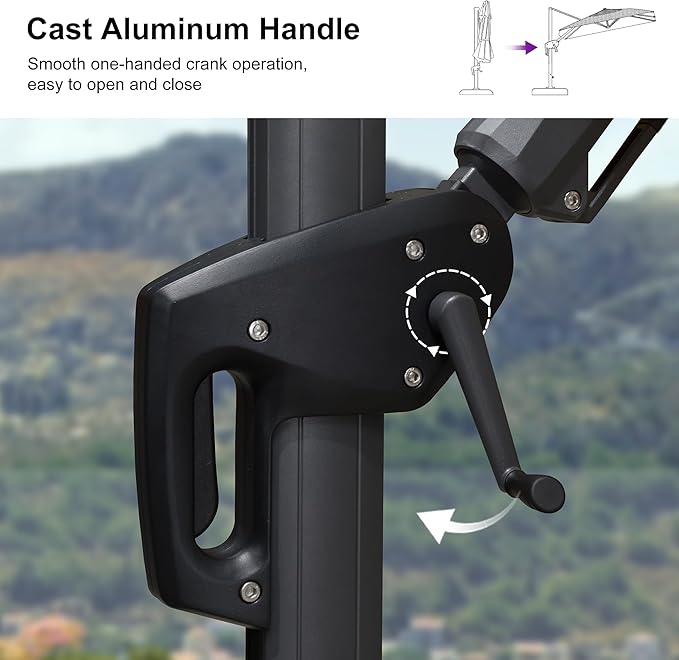 PURPLE LEAF 8.8' X 8.8' Left-right Tilt Patio Umbrella Outdoor Cantilever Swivel Square Umbrella with Tilt Aluminum Offset Umbrella with 360-degree Rotation for Garden Deck Pool Patio Light Grey