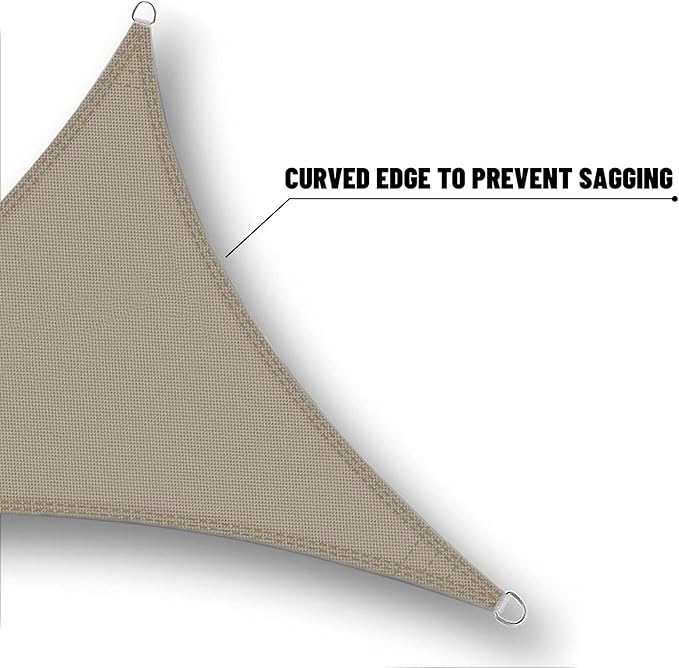 SUNNY GUARD Waterproof Sun Shade Sail 16' x 16' x 16' Taupe Triangle UV Block Sunshade for Backyard Yard Deck Patio Garden Outdoor Activities and Facility(We Make Custom Size)