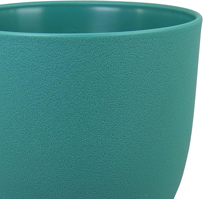 Large Flower Pots 12/10/9 inch, Set of 3 Modern Decorative Plastic Planters with Drainage Holes and Saucers for House Plants, Plant Pots for Indoor Outdoor Plants, Blue Green