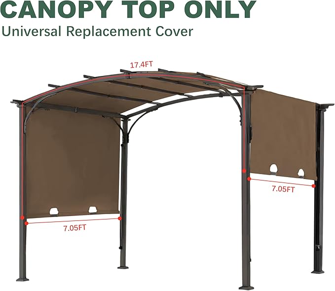 85''x 208'' Universal Doubleton Steel Pergola Replacement Cover for Pergola L-PG080PST, (Brown)