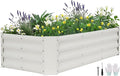 Galvanized Raised Garden Bed - 4x2x1ft Metal Garden Planter Box Outdoor | Steel Raised Bed Kit with Bracing Rods, Gloves for Gardening Vegetables Fruits and Flowers (White)
